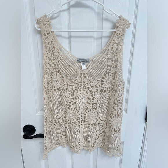 World Market Cream Tan Crochet 100% Cotton Boho Tank Top Women’s Size S/M - Picture 1 of 4